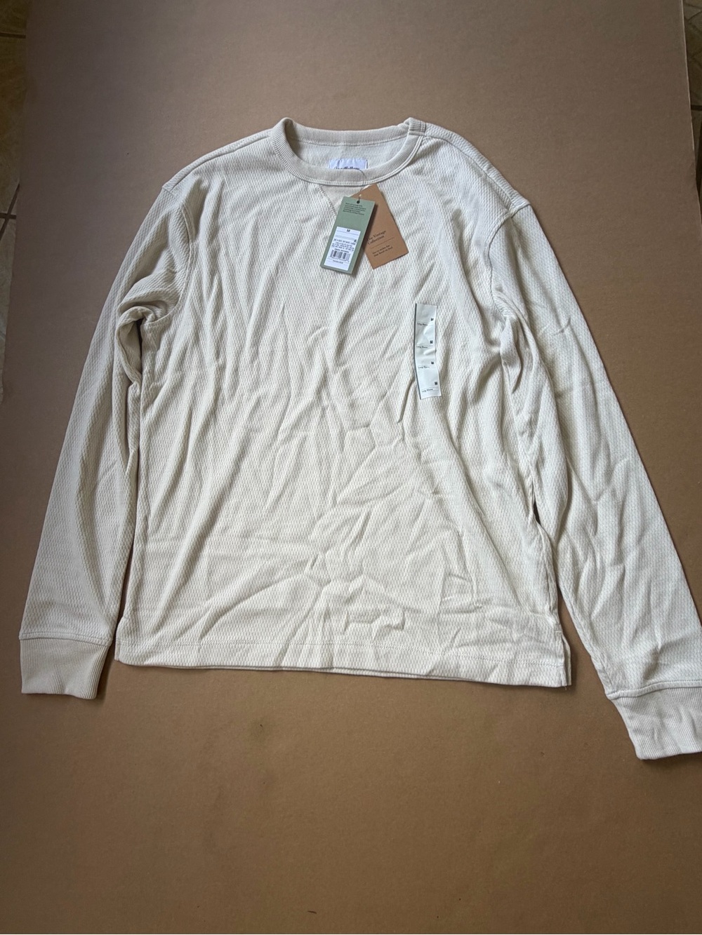 Goodfellow & Co Men's Medium Thermal Waffle Knit Long Sleeve - Off White - NWT